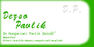 dezso pavlik business card